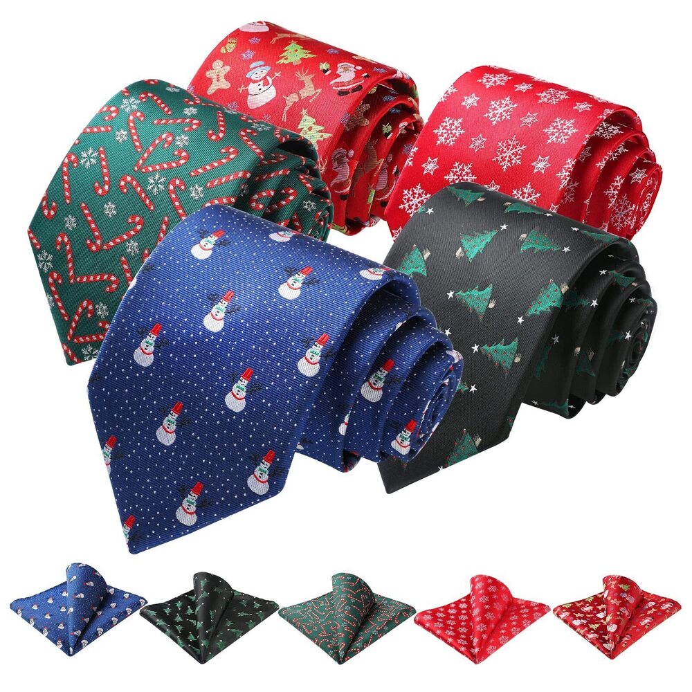 4900 Christmas Ties Tree Pattern Snowman Snowflake Silk Woven Neckties &